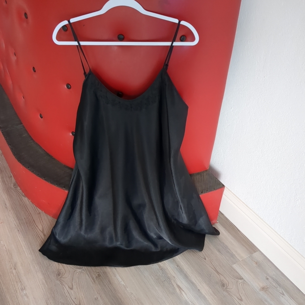 Black Satin Slip Chemise - Women Intimates